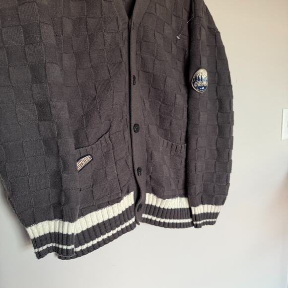 Aelfric Eden Womens Cardigan Sweater Medium Gray Patches Academia Collegiate - Picture 3 of 7